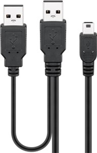 Kabel zasilający USB 2.0 Hi-Speed Dual-Power, czarny