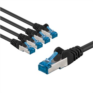 CAT 6A Patch Cable S/FTP (PiMF), 1 m, black, Set of 5