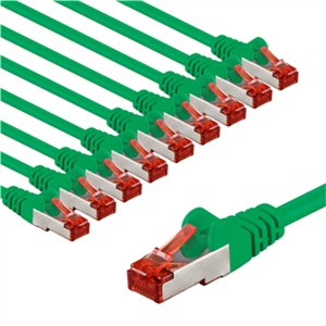 CAT 6 Patch Cable S/FTP (PiMF), 5 m, green, Set of 10