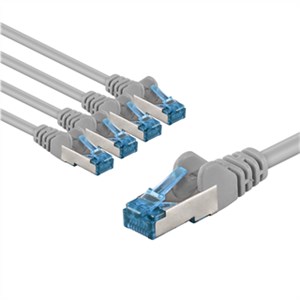 CAT 6A Patch Cable S/FTP (PiMF), 1 m, grey, Set of 5