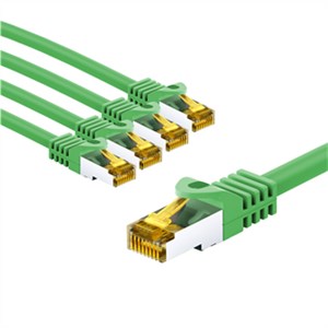 RJ45 kabel krosowy CAT 6A S/FTP (PiMF), 500 MHz, z CAT 7 kable surowym, 2 m, zielony, zestaw 5