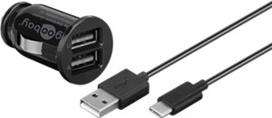 Dual USB zestaw do ładowania samochodowego USB-C™, USB-A (12 W)