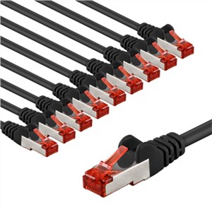 CAT 6 kabel krosowy, S/FTP (PiMF), 2 m, czarny, zestaw 10