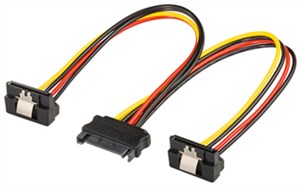 Câble Electrique/Adaptateur Electrique PC Y , SATA 1x Mâle vers 2x Femelle 90°