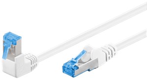 CAT 6A kabel krosowy 1x 90° pod kątem, S/FTP (PiMF), biały, 1 m