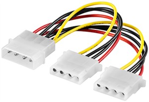 Câble Electrique/Adaptateur Electrique PC Y 5,25" , 1 x Mâle vers 2 x Femelle